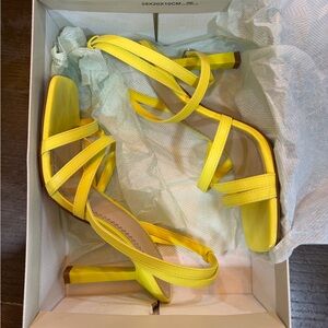 BP Yellow Strappy Heeled Sandals